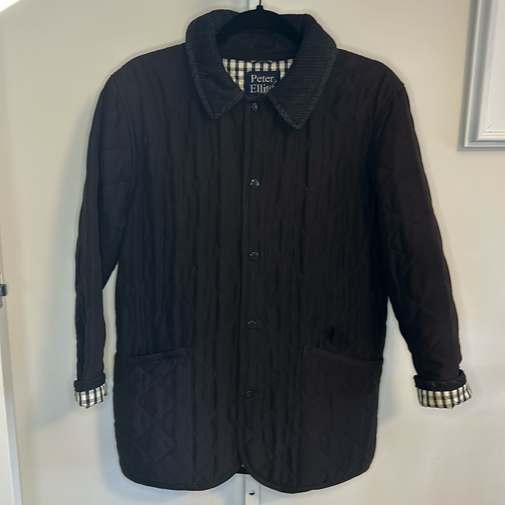 Peter Elliot Vintage Black Quilted Plaid Jacket Oversized, Size S/M